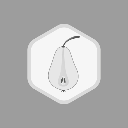 Vector pear icons in cut. Monochrome drawing on white background. Simple template for developing logo for farms, markets, postcards, posters, textiles.のイラスト素材