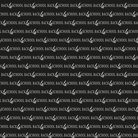 Seamless pattern drawing art text Back to school. White contour on black background. Vector...
