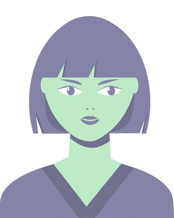 Young girl model on avatar or sample photo document. Image in monochrome colors. Vector illustration.のイラスト素材