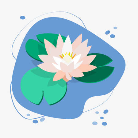 Flower and leaves of lotusのイラスト素材
