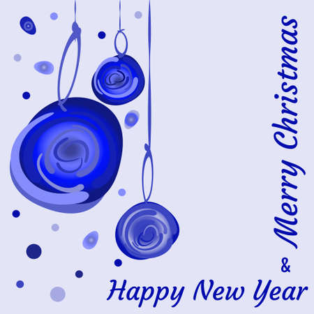 Festive banner Merry Christmas and Happy New Year. Watercolor Christmas balls. Vector illustration for poster, website, card, advertising, social media.のイラスト素材