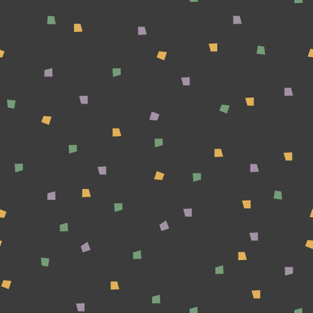 Multicolored polka dots, blots are scattered in disorderly manner on dark background. Seamless background for design.のイラスト素材