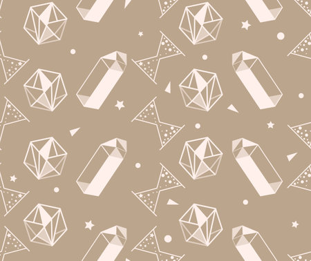 Set of magic items of alchemy and esoteric, philosophical magic stone, hourglass. Seamless pattern in style of tarot cards design for packaging, groups, web pages, business cards.のイラスト素材