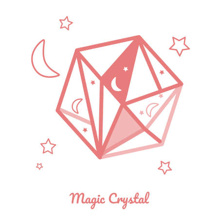 Magic crystal for fortune telling, divination session, symbol of esotericism. Vector illustration for print, textiles, books, postcardsのイラスト素材