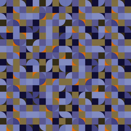 Multicolored background with mosaic of geometric rectangle and circle shapes. Vector template for social pages, backgrounds, banners.のイラスト素材