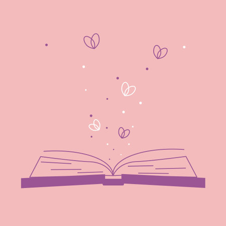 Illustration of spiritual session. Set of magic items, magic book about love, romantic sentiment, state of soul. Vector drawing in outline style for design of tarot cards, social networks, groups.のイラスト素材