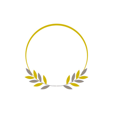 Frame in form of circle, floral decoration. Board is decorated with branches with leaves, twigs. Vector illustration for holiday, wedding design, valentines day, winner in sports competitions, diplomaのイラスト素材