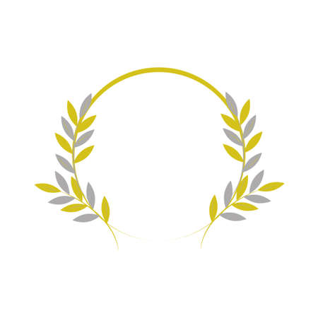 Frame in form of circle, floral decoration. Board is decorated with branches with leaves, twigs. Vector illustration for holiday, wedding design, valentines day, winner in sports competitions, diplomaのイラスト素材