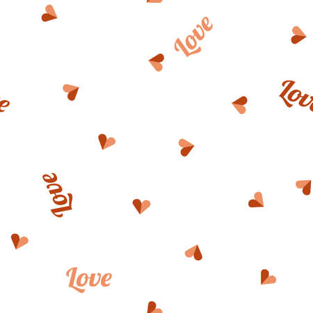 Romantic pattern with red small hearts and text Love. Seamless vector background for valentine's day, wedding, birthday, design for cards, textiles.のイラスト素材