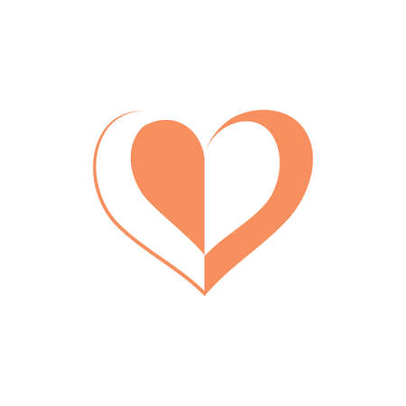 Romantic banner contour heart of pink color on white background. Graphic drawing, isolate for logo. Vector illustration for cards, congratulations, wedding invitations, Valentine's Day.のイラスト素材