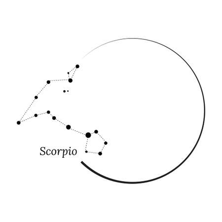 Round frame, wreath and Zodiac sign Scorpio. Vector illustration for advertising design, astrological, esoteric, magical seances, personality researchのイラスト素材