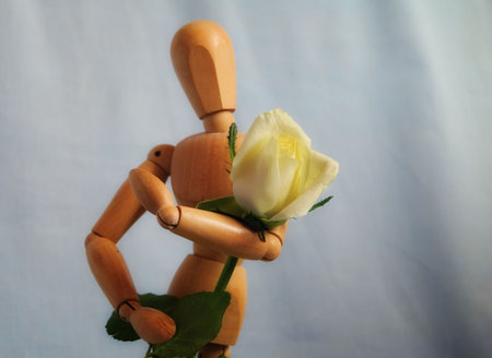 Puppet gives a roseの写真素材