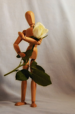 Puppet gives a roseの写真素材