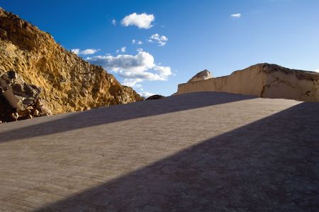 raw marble block in a quarryの写真素材