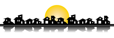 Little village silhouetteのイラスト素材