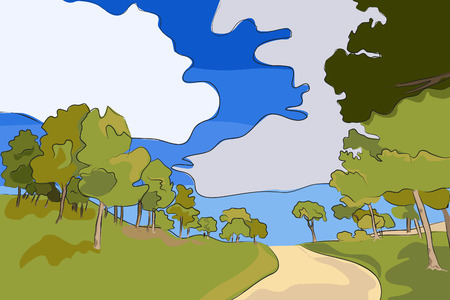 Landscape - Rural road vector illustrationのイラスト素材