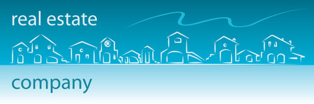 Real estate business card with houses silhouette - web banner usefulのイラスト素材
