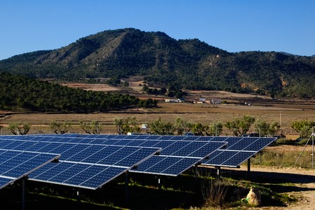 Solar power plant - Clean energy in Spainの写真素材