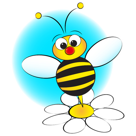 Bee and daisy - Card for kids - Scrapbook and labels usefulのイラスト素材