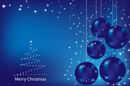 Christmas card with blue balls and starsのイラスト素材