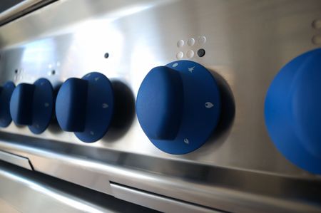 Open burner knob, professional kitchen detailの写真素材