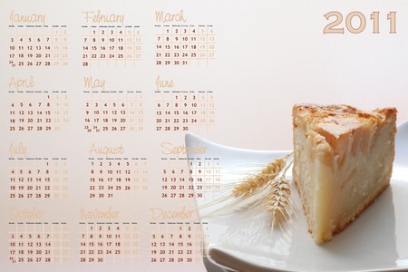 2011 calendar with apple tarte, food themeの写真素材