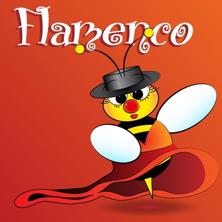 Flamenco Spanish bee dancing, card for kids, scrapbook and labels usefulのイラスト素材