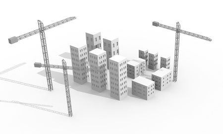 Construction concept image with a crane and buildingsの写真素材