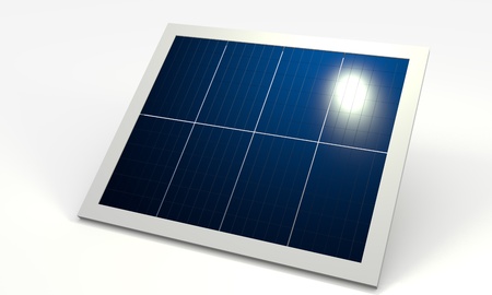 Renewable energy image with solar panel on white backgroundの写真素材