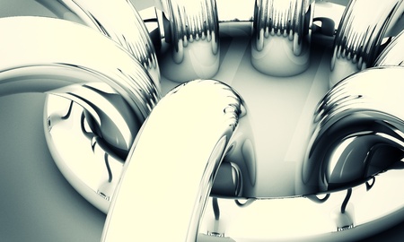Abstract background, 3D image with chrome ringsの写真素材