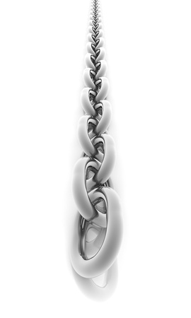 Chromed metal chain on white background, concept imageの写真素材