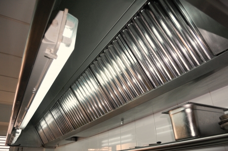 Exhaust systems, hood filters detail in a professional kitchenの写真素材