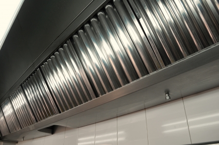 Exhaust systems, hood filters detail in a professional kitchenの写真素材