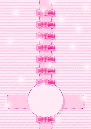 Pink brochure with ribbon, bow and frameのイラスト素材