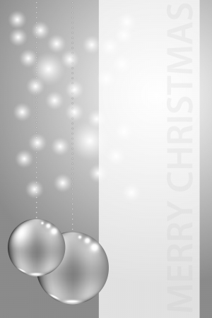 Christmas card with silver balls and blank frameのイラスト素材