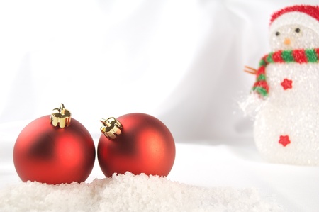 Christmas decoration with red balls with copy space, greeting card usefulの写真素材