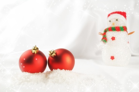 Christmas decoration with red balls with copy space, greeting card usefulの写真素材