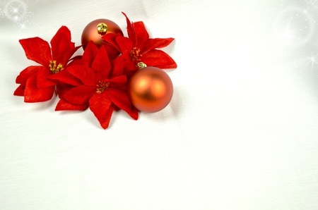 Christmas decoration with red balls and copy space, greeting card usefulの写真素材