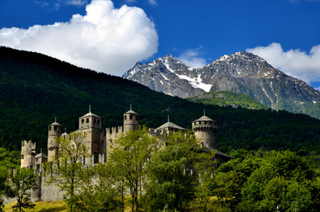 Castle of Fenis, one of the most famous castles in Aosta Valleyのeditorial素材
