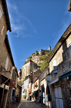 Rocamadour, one of the most beautiful village in France, the main street, below the sanctuaryのeditorial素材