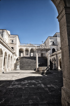 Benedictine Montecassino Abbey, Cassino, Italy, destroyed by bombing in second World War and rebuiltのeditorial素材