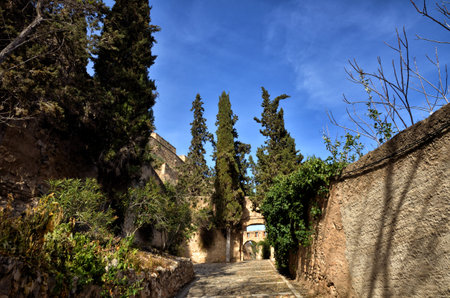 Architectural details in Tortosa, medieval town on Ebro river, tourist destination in Cataloniaのeditorial素材