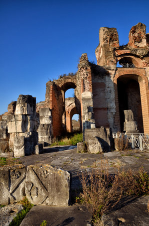 The Amphitheater of Santa Maria Capua Vetere, the second biggest roman amphitheater, tourist destination for cultural trips to Italyのeditorial素材