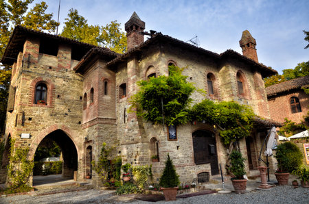 Grazzano Visconti is a medieval village built at the beginning of the '900 by the Duke Giuseppe Visconti, in the province of Piacenza, Italyのeditorial素材