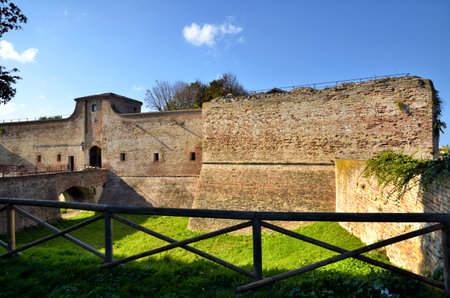 Historic city of Fano preserving remains of the Roman era, a tourist destination for the sea and artのeditorial素材