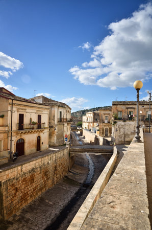 Scicli is a famous touristic destination in Sicily, its historical center is an expression of the creative genius of the late Baroque age, along with other 7 Val di Noto's townsのeditorial素材