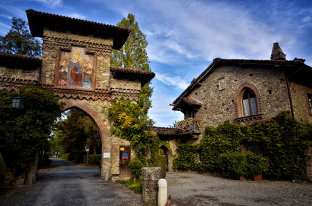 Grazzano Visconti is a medieval village built at the beginning of the '900 by the Duke Giuseppe Visconti, in the province of Piacenza, Italyのeditorial素材