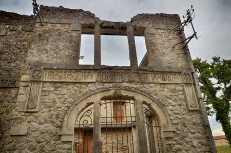 The village of Oradour sur Glane, France was destroyed in 1944, when its inhabitants were massacred by German nazi. A new village was built nearby, the original was preserved as a permanent memorialのeditorial素材