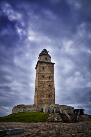 The Tower of Hercules is the only fully preserved Roman lighthouse that is still used for maritime signaling, it is located near the town of A Coru?a in the north of Spain.のeditorial素材
