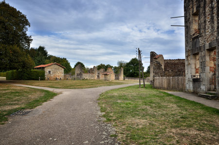 The village of Oradour sur Glane, France was destroyed in 1944, when its inhabitants were massacred by German nazi. A new village was built nearby, the original was preserved as a permanent memorialのeditorial素材